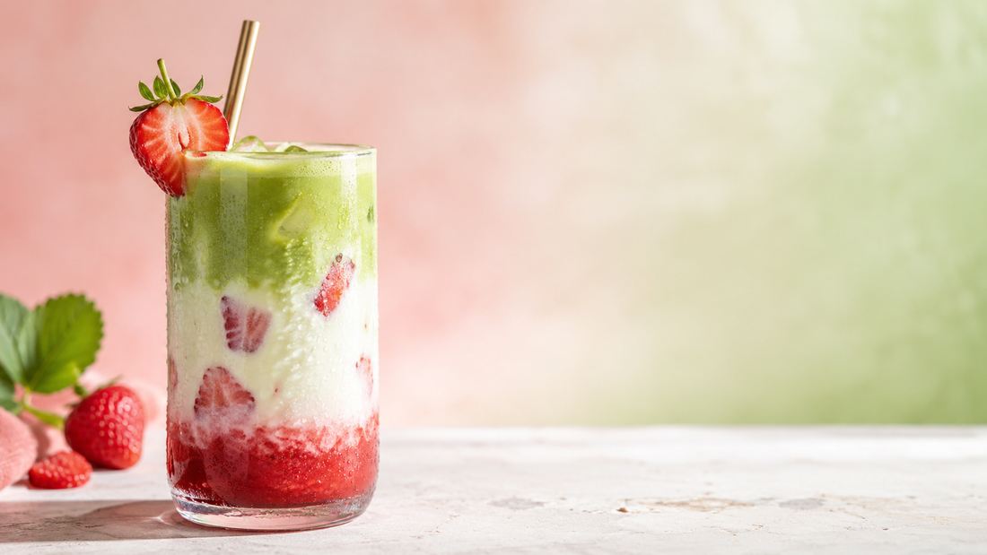 Matcha-Erdbeer-Latte: Pink-grüner Sommerdrink mit Wow-Effekt
