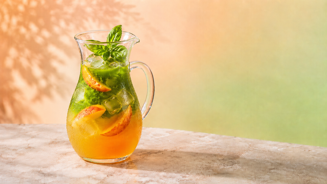 Matcha-Pfirsich-Eistee: Sommer in der Kanne